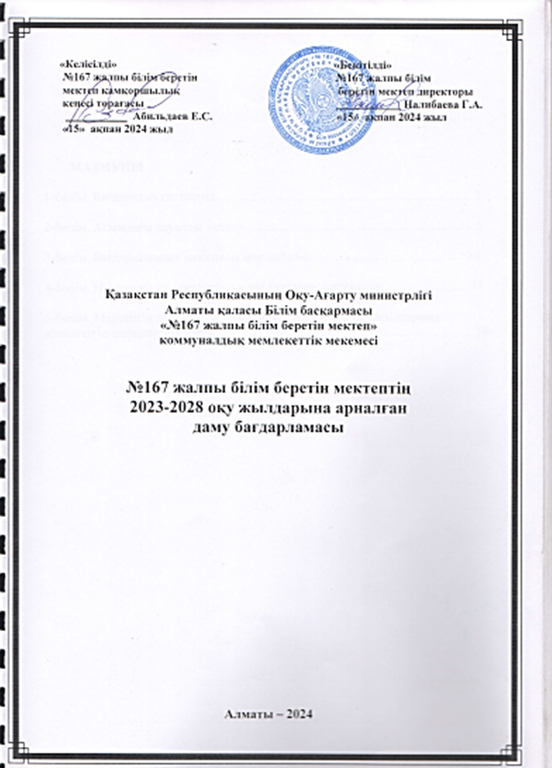 2023 - 2028 оқу жылдарына арналған даму бағдарламасы